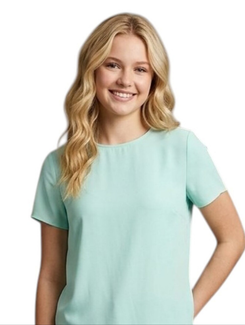 Forever 21 Aqua Top Blouse Medium New NWT Short Sleeve Mint Green Casual Women